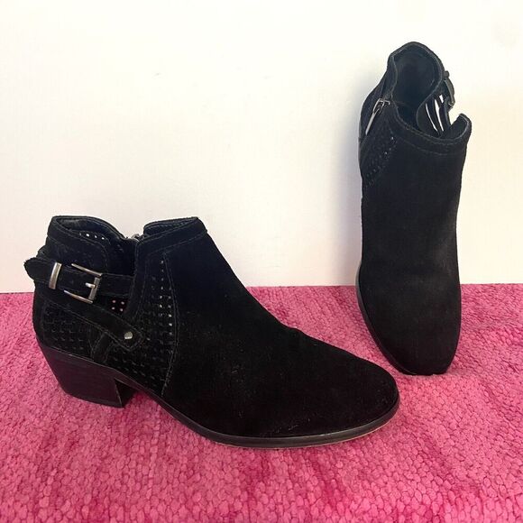 Vince Camuto Pamma Suede Leather Ankle Boots Black Size 8 - Picture 12 of 12
